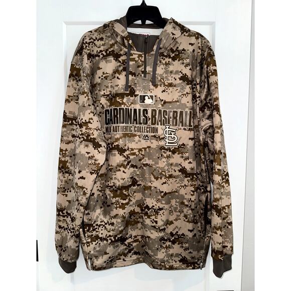 St Louis Cardinals MLB Majestic Authentic Collection Camo Hoodie XL - Picture 1 of 8